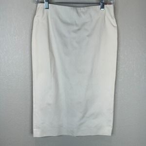 Alexander McQueen Pencil Skirt Womens Sz 38 Cream Cotton Knee Length Career Work